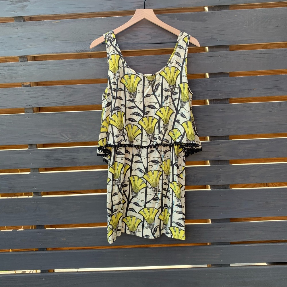 Love Sam Yellow Lemeki Mosi Layered Print Dress M